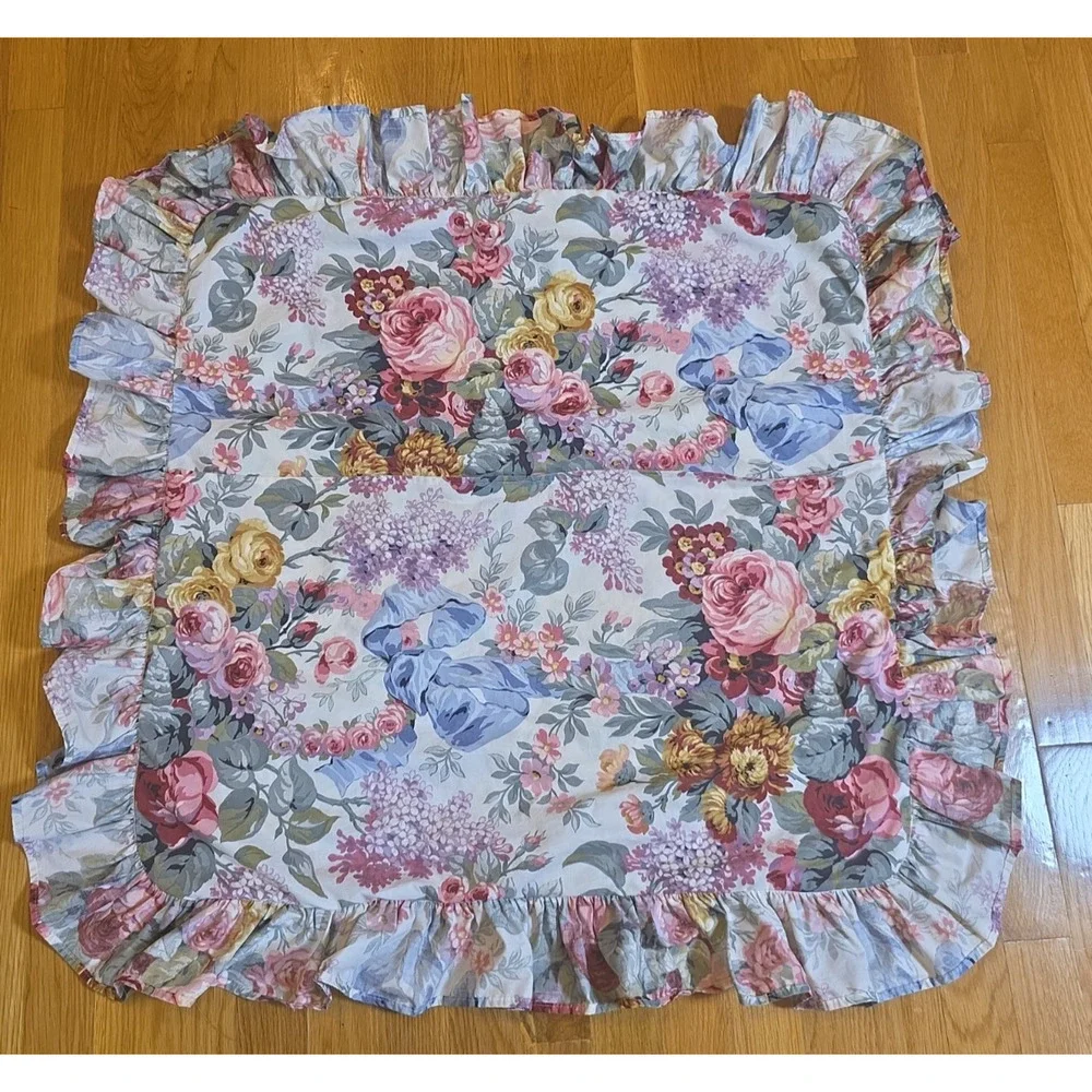Ralph Lauren Allison Euro Sham Floral Ruffle 26x26 Grandmillennial Cottagecore